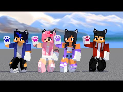 NEW SHUFFLE PAW FIRST MEET MEME APHMAU, EIN, AARON AND KAWAII - MINECRAFT ANIMATION
