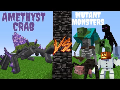 Insane Minecraft Mob Battle: Amethyst Crab VS Mutant Monsters