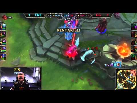 Rekkles pentakill on Tristana-Fnatic vs Origen game 3(FNC VS OG)/EU LCS