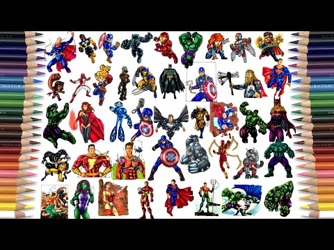 100 SUPERHEROES Coloring Pages In 34 Minutes | Over A Year Coloring Pages [NCS Release]