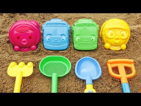 모래 놀이 타요 뽀로로 얼굴 만들기! 도구를 이용해서 모래를 담아요! 숫자 영어 공부도 해보세요!