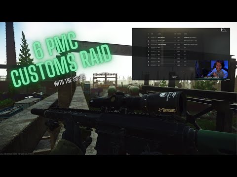 6 PMC's with SR-25 around Custom's Construction! | Escape From Tarkov Gameplay