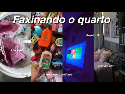 FAXINA NO QUARTO COMPLETO | reorganização, limpeza , tuor pelos produtos e projetor novo …?