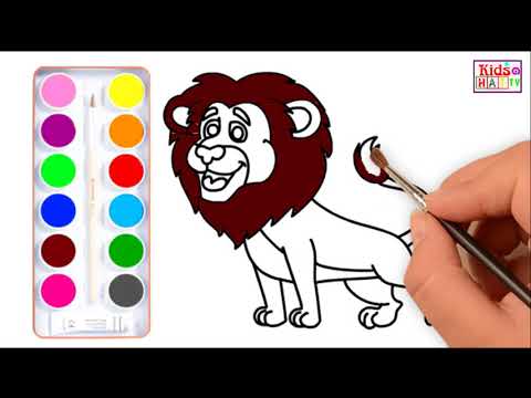 Lion Coloring Page | Learn Colors How to Draw Lion | HATKidsTV