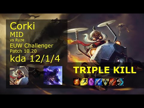 Corki Mid vs Ryze - EUW Challenger 12/1/4 Patch 10.20 Gameplay