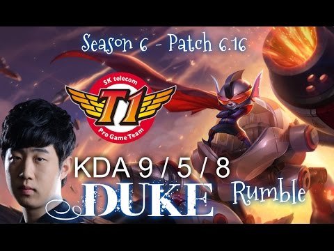 SKT T1 Duke RUMBLE vs GANGPLANK TOP - Patch 6.16 KR Ranked | League of Legends