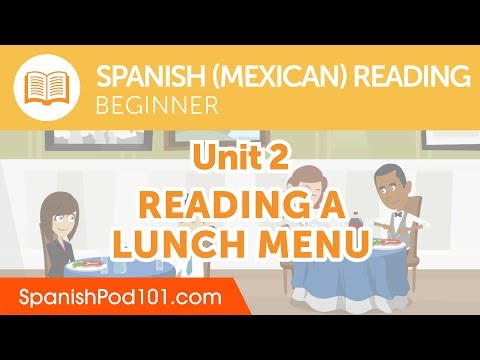 Mexican Spanish Beginner Reading Practice - Reading a Lunch Menu