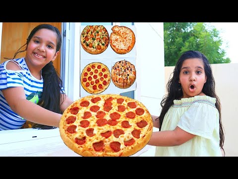 Shafa and Soso Pretend Play Pizza Drive Thru Restaurant | Funny Food Toys Story for Kids
