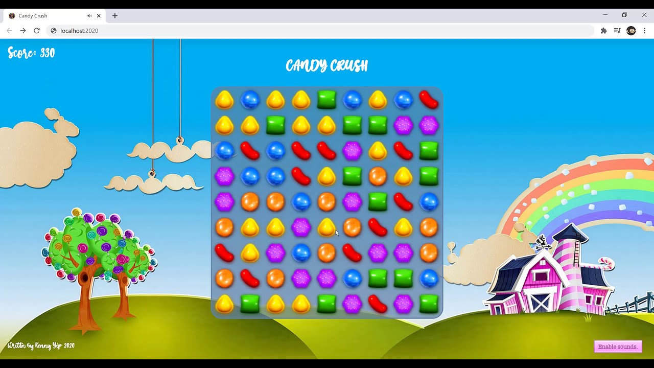 Candy Crush (HTML, CSS, JavaScript, node.js) - Day 1 Progress