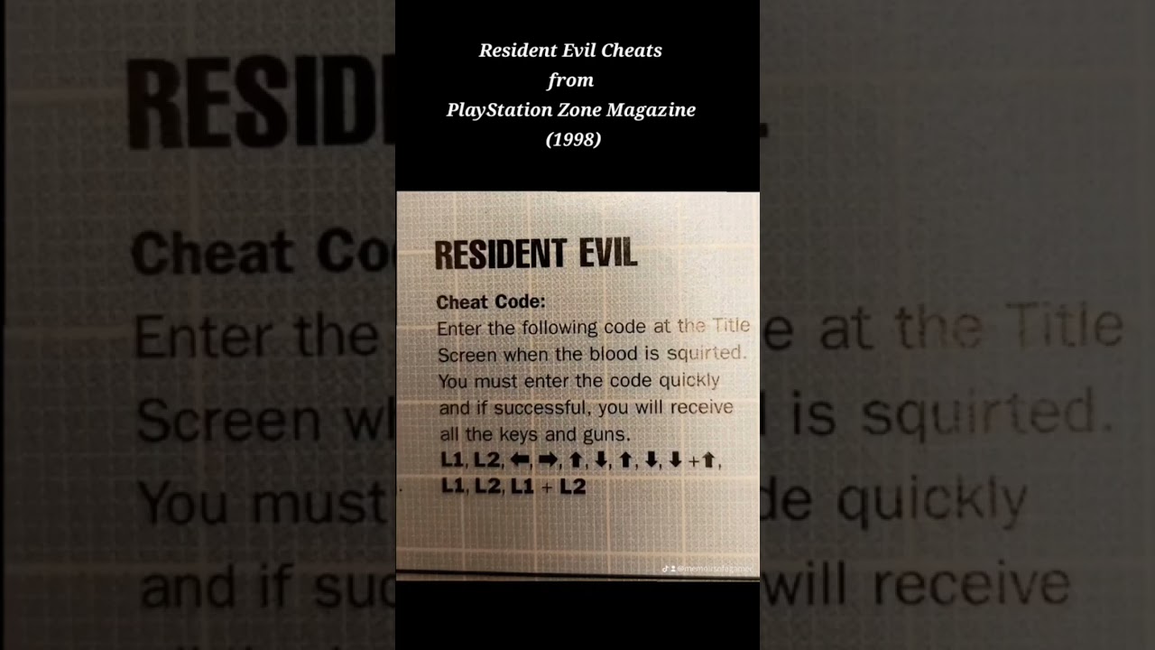 Resident Evil (1996) Cheat Code from PlayStation Zone Magazine (1998) #residentevil  #playstation