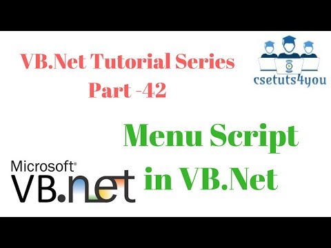 VB.Net Tutorial Series Part -42 MenuScript