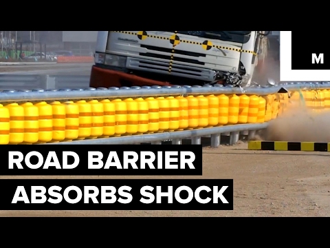Shock-Absorbing Road Barrier