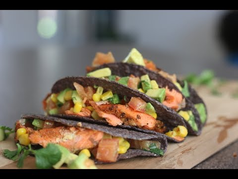 Grilled Salmon Tacos With Avocado And Corn Salsa