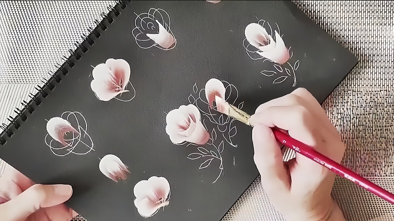 ［手繪溫度］|玫瑰花筆法分享#彩繪#玫瑰 #筆法#音樂#rose #diy #Acrylic painting