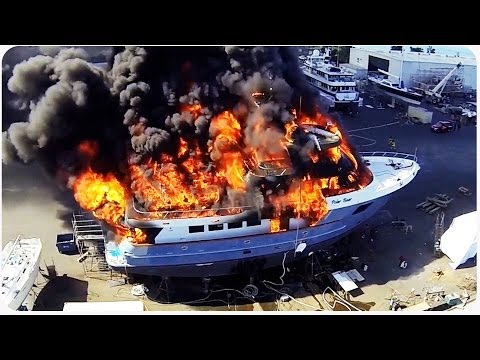 Massive Yacht Fire Caught by Drone