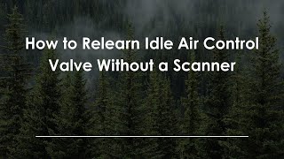 How to Relearn Idle Air Control Valve Without a Scanner