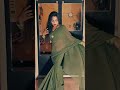 Aunty Board Green Saree Backless Blouse Design Back Pose