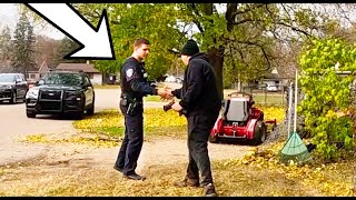 COPS PULLED UP while I was mowing this Overgrown Lawn, this can't be good