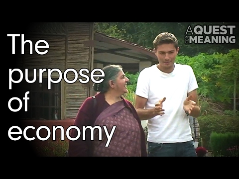 Thumbnail of the video: "The purpose of economy" by Vandana Shiva