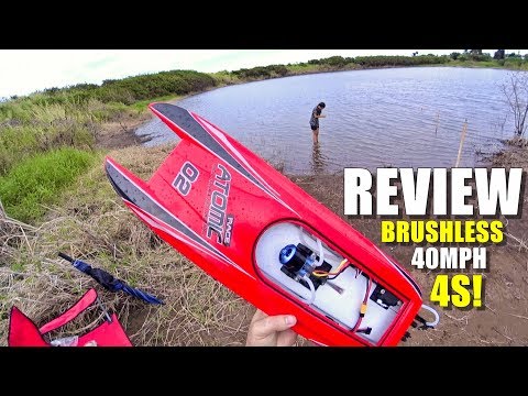 Volantex ATOMIC V792-4 Brushless RTR 4S Racing Boat Review - [BONUS Mavic 2 PRO Boat Tracking Test]