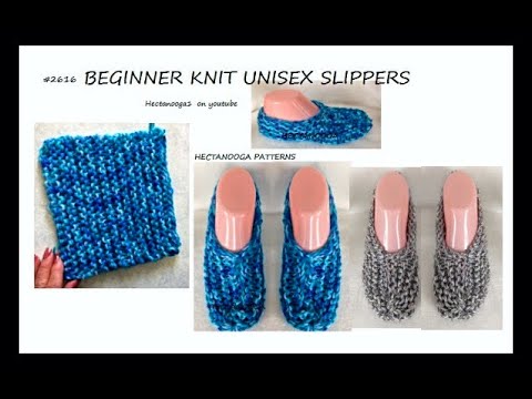BEGINNER KNITTING PATTERN, How to knit Unisex Slippers in any size, #2616, knit from a square