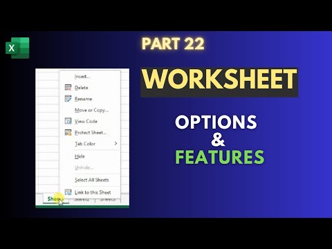 Part 22 | What is a Worksheet and it's features | Create | Color | Copy Or Move| Hide/Unhide | Hindi