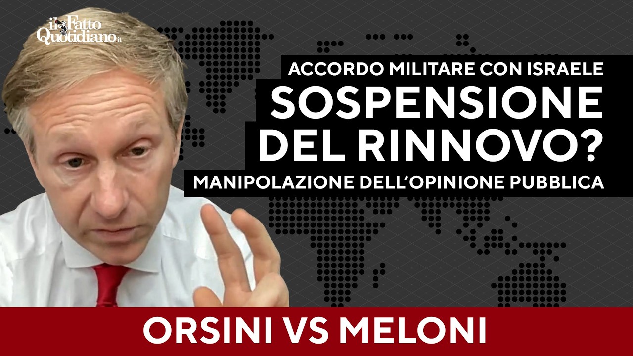 Meloni e l'accordo militare con Israele, Orsini: "Sospensione? Manipolazione dell'opinione pubblica"