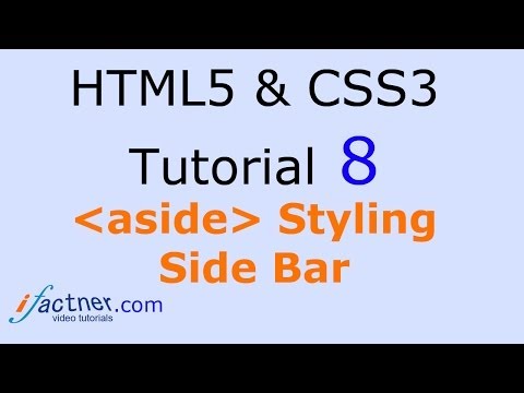 HTML5 and CSS3 video tutorial 8 for beginners aside tag bar styling