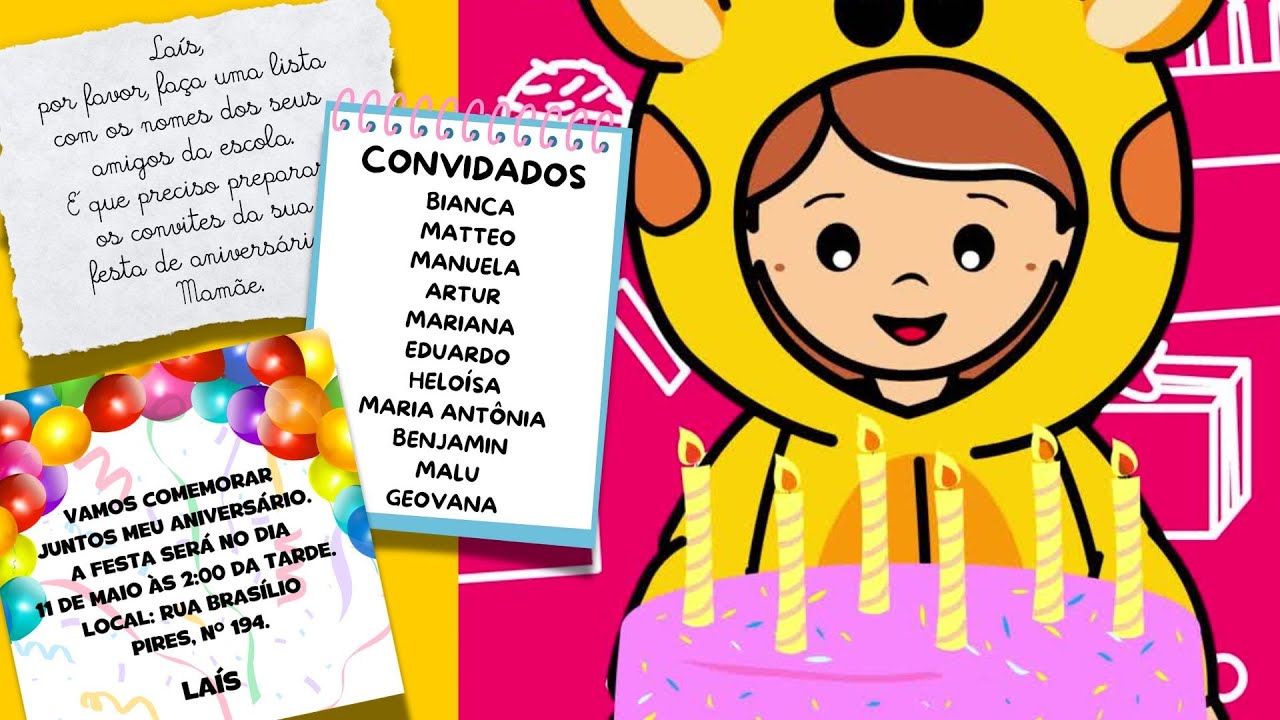 Bilhete - Lista - Convite - Gêneros textuais - Vídeo educativo com Atividades