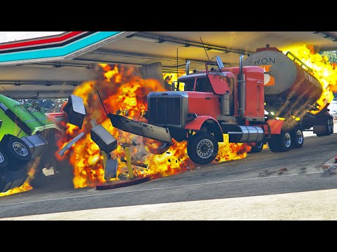 Brutal Crashes Hard Semi-Trucks and Сargo Trailers - GTA 5