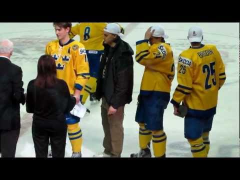 2012 IIHF World Junior Championship Sweden Hockey WJC Receiving Gold Medal in Calgary Jan 5, 2012