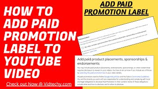 how to add paid promotion label to youtube video