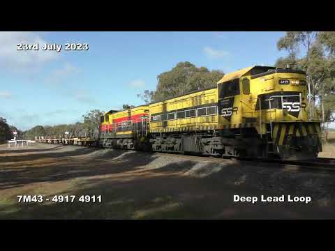 SSR 4917 4911 with 8 empty rail wagons to dimboola