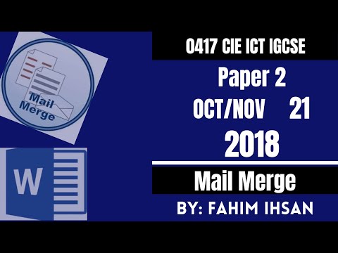 IGCSE ICT 0417/P21/2018 October - November Mail Merge