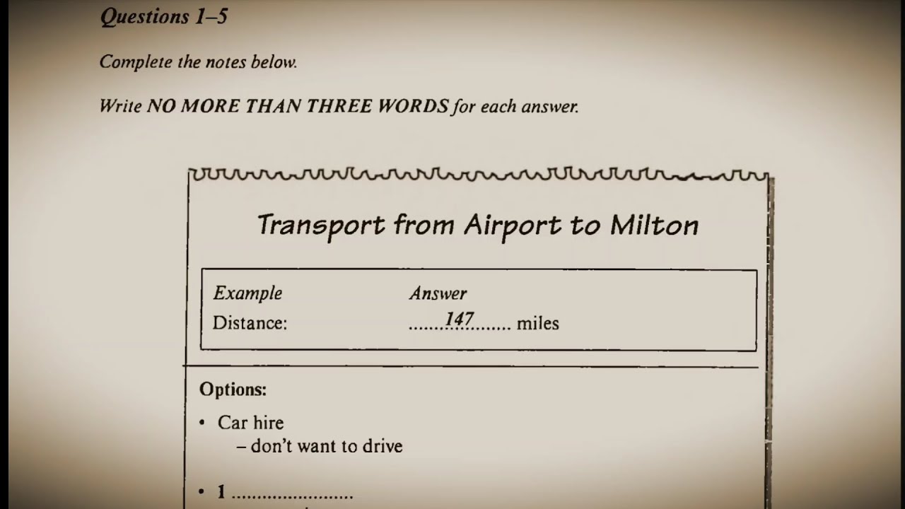 Transport from Airport to Milton ielts listening
