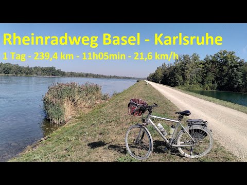 Radtour Basel - Karlsruhe, 1 Tag 239 km: Rheinradweg Rheinroute D-Route 8
