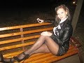 Girls Mini Skirt High Heels Dark Tights