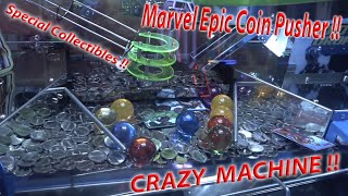 Marvel Avengers Crazy Duo Coin Pusher Machine / Let's Win The Collectible Cards 😎