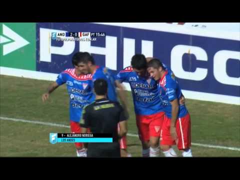Gol de Noriega. Los Andes 2 - Guaraní 0. Fecha 25. B Nacional 2015. FPT
