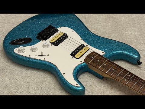 2016 FSR Squier Affinity Stratocaster HH Candy Sparkle Blue Zebra Pickups Blue Logo RARE image 23