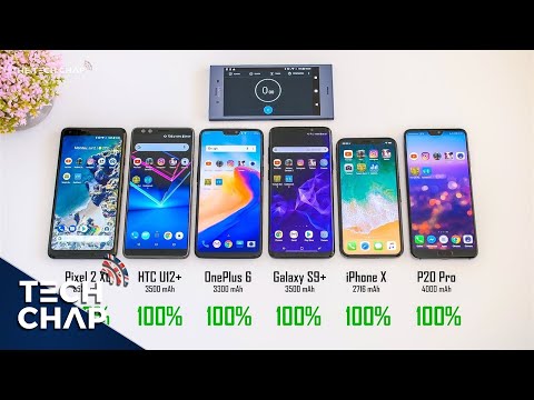 Galaxy S9+ vs OnePlus 6 vs P20 Pro vs HTC U12+ vs iPhone X - Battery Test!  | The Tech Chap