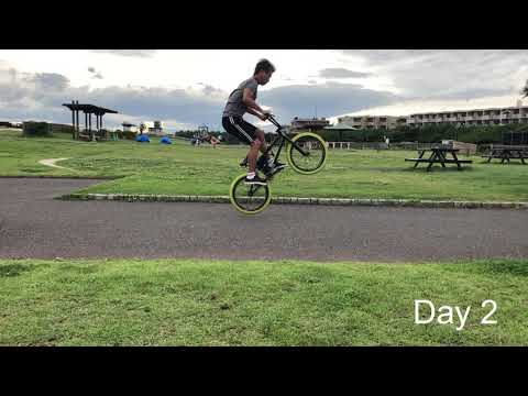 Day 1 - Day 4 Progress on senior guy mastering BMX bunny hop