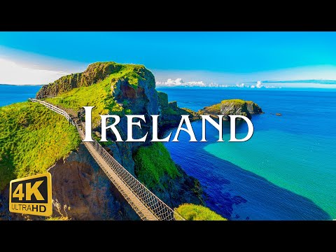 FLYING OVER IRELAND (4K UHD) - Wonderful Natural Landscape With Relaxing Music - 4K Video Ultra HD
