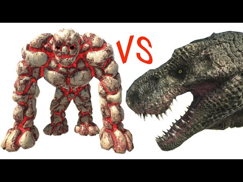 Long Battle 1vs1 ARBS｜Lava Golem VS T-Rex  --  Animal Revolt Battle Simulator