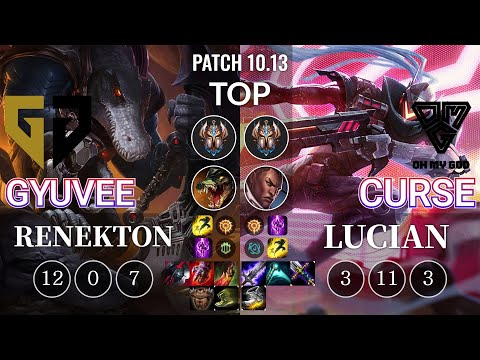 GEN gyuvee Renekton vs OMG Curse Lucian Top - KR Patch 10.13