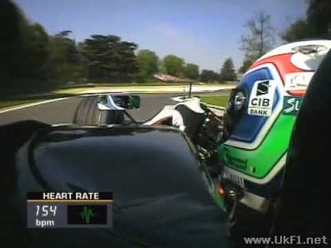 F1 2004 Gianmaria Bruni Imola Qualifying Q2 Onboard Lap with heart rate.