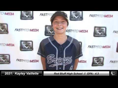 2021 Kayley Vaillette Athletic Outfield & Middle Infield Softball Skills Video Ca Breeze North State