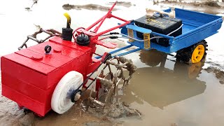 Download lagu DC Motor Power Tiller Iron Wheels Agricultural Tractor - How to Make Ploughing Tractor mp3