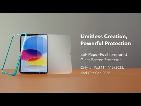 Présentation du protège-écran en verre trempé Paper-Feel ESR pour iPad 11″ (A16, 2025)