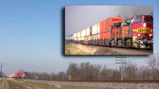 preview picture of video 'BNSF 748 East Near Steward, Illinois on 11-22-09'